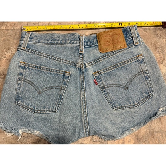 Levi's 501 Denim Shorts Size 29 Distressed Cut Off Button Fly - Picture 8 of 9